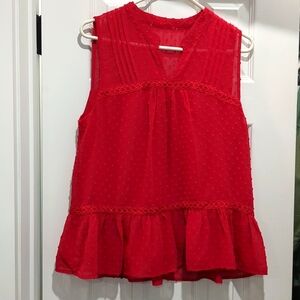 Red Raised Polka Dot Peplum Tank